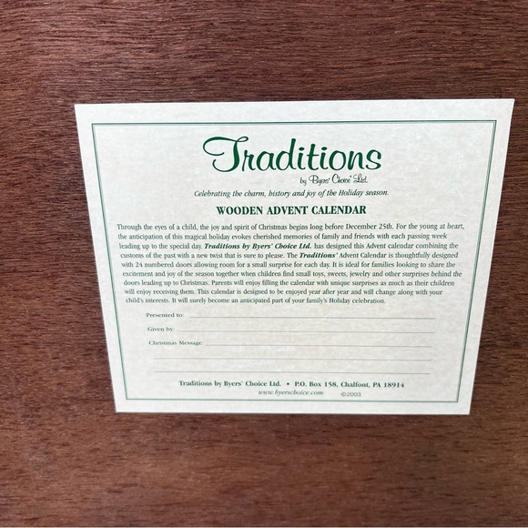 Traditions by Byer's Choice LTD 2005 Nativity Wooden Advent Calendar - Picture 10 of 11